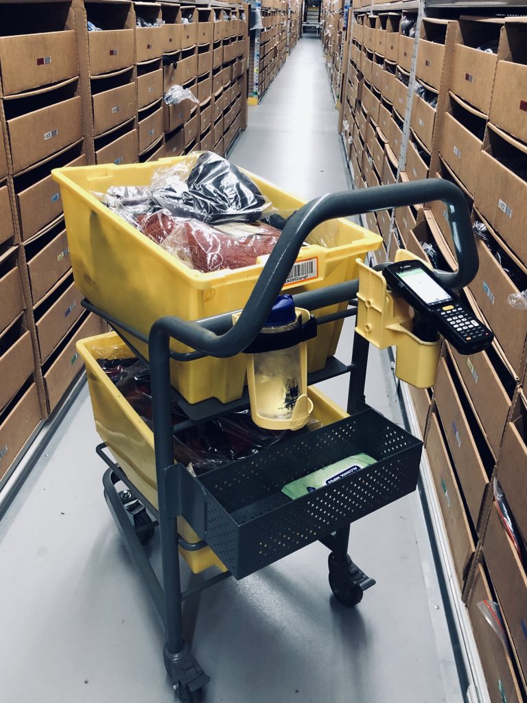 Picking items at Amazon fulfillment center
