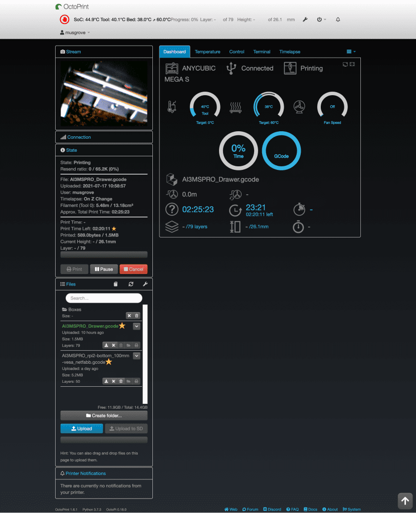 Octoprint Screenshot