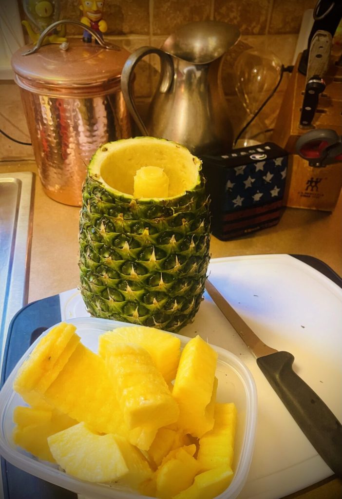 a freshly hulled pineapple