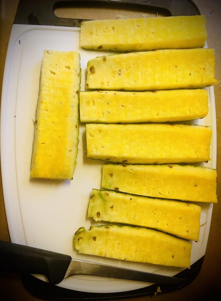Slivers of the pineapple.
